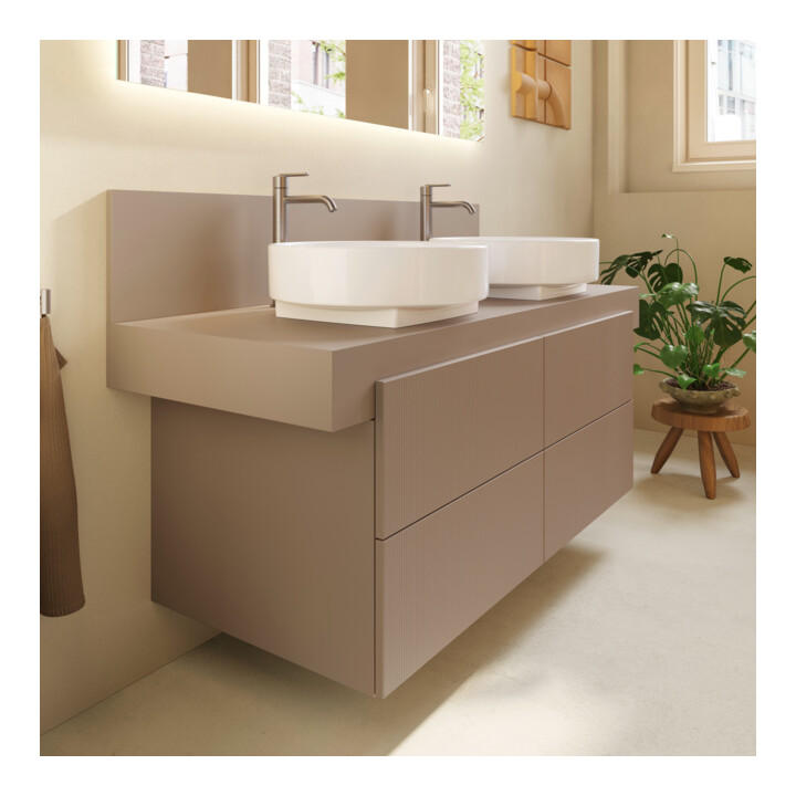 Duravit Console Balcoon 140x55x37 cm, 2 trous, évier double face, montage encastré