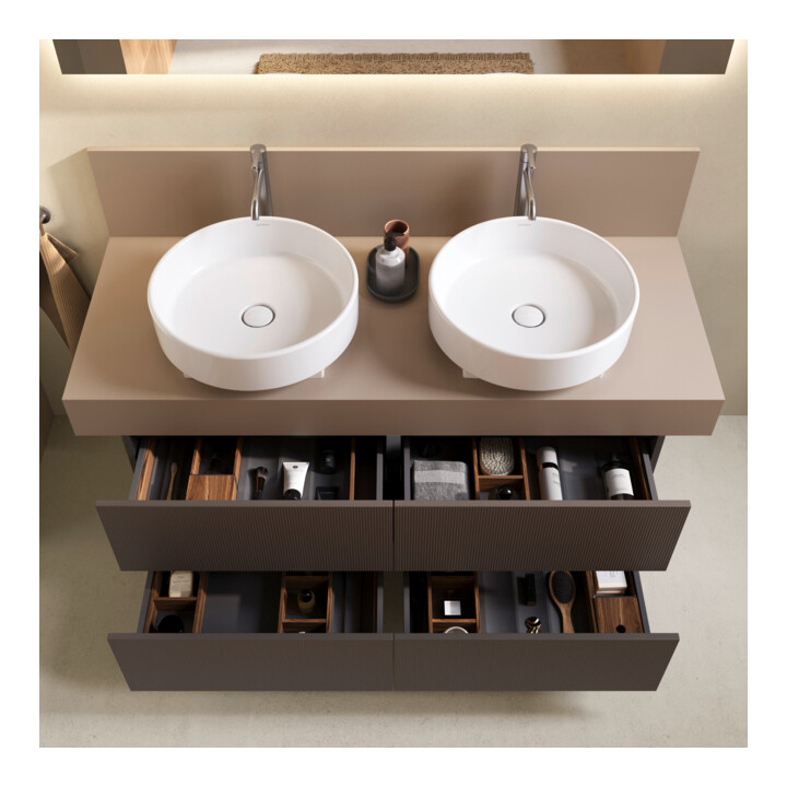 Duravit Console Balcoon 140x55x37 cm, 2 trous, évier double face, montage encastré