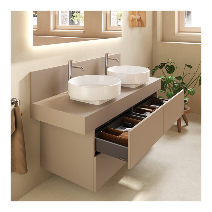 Duravit Console Balcoon 140x55x37 cm, 2 trous, évier double face, montage encastré