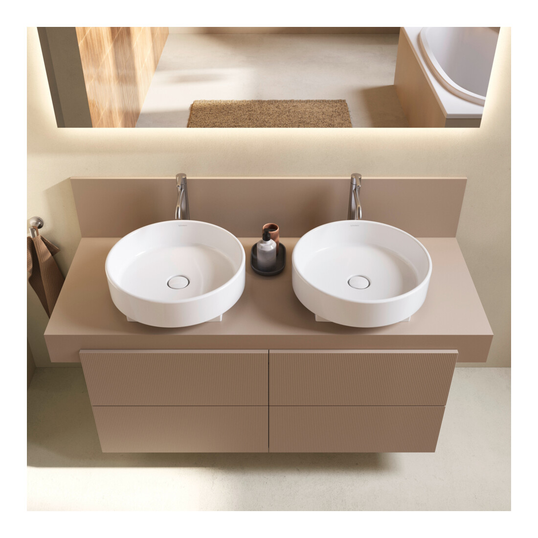 Duravit Console Balcoon 140x55x37 cm, 2 trous, évier double face, montage encastré