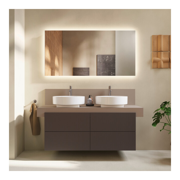 Duravit Console Balcoon 140x55x37 cm, 2 trous, évier double face, montage encastré
