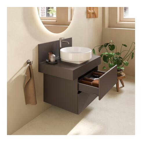 Duravit Console Balcoon 80x55x37 cm, 1 AS mit. lavabo, marron mat