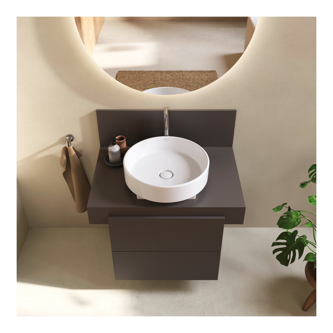 Duravit Console Balcoon 80x55x37 cm, 1 AS mit. lavabo, marron mat