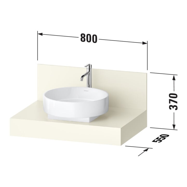 Duravit Console Balcoon 80x55x37 cm, 1 AS robinet central, ivoire mat