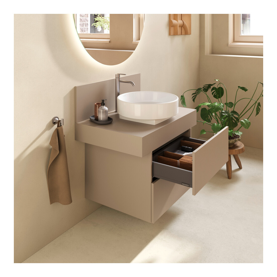 Duravit Console Balcoon 80x55x37 cm, 1 découpe lavabo centrale, modifiable