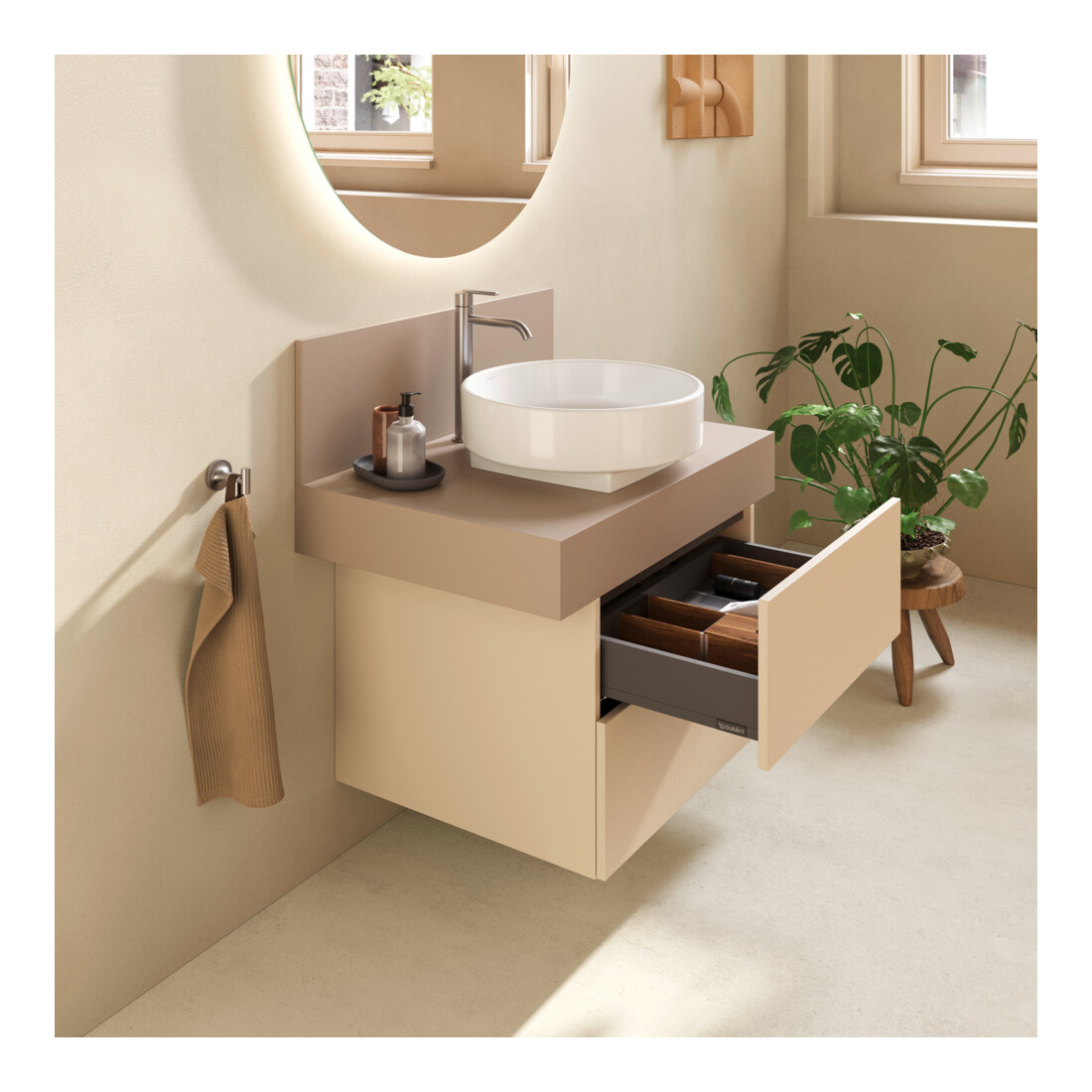Duravit Console Balcoon 80x55x37 cm, 1 découpe lavabo centrale, modifiable