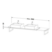 Duravit Console Compact L-Cube 80-200x48 cm, 2 A., ép. 3 cm, base mate-4