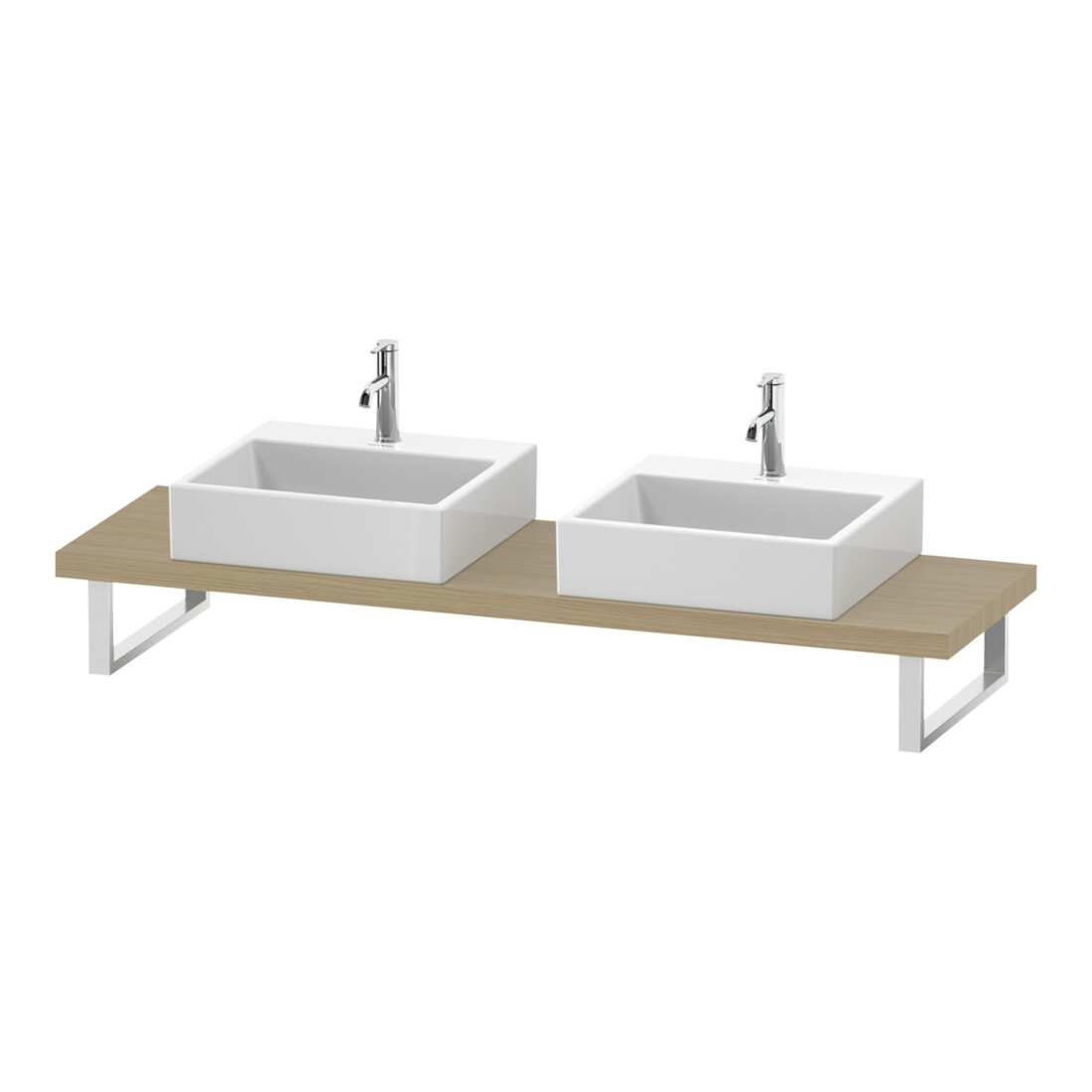 Duravit Console Compact L-Cube 80-200x48 cm, 2 tiroirs, ép. 4,5 cm, chêne moyen
