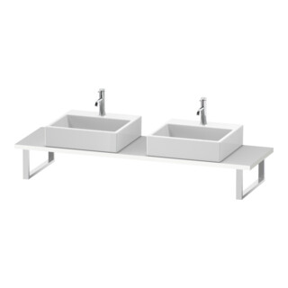 Duravit Console Compact L-Cube 80-200x48cm, 2 tiroirs, ép. 3cm, blanc mat