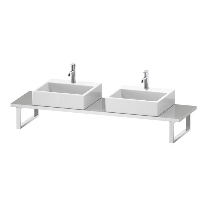 Duravit Console Compact L-Cube 80-200x48cm, 2 tiroirs, ép. 3cm, plan Hgl