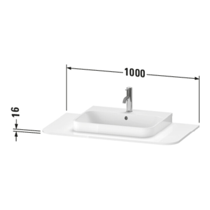Duravit Console de lavabo Happy D.2 Plus 100x55 cm, 1 découpe, lin