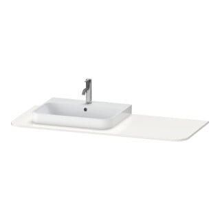 Duravit Console de lavabo Happy D.2 Plus 130x55 cm, 1 découpe, cuvette à gauche, blanc brillant