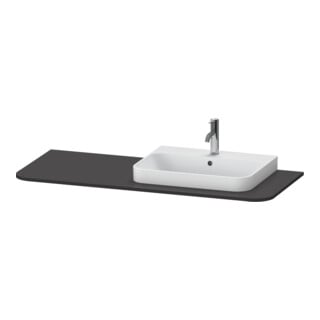 Duravit Console de lavabo Happy D.2 Plus 130x55 cm, 1 trou, bonde à droite, graphite mat