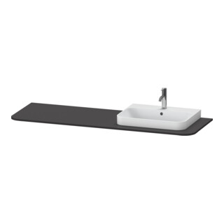 Duravit Console de lavabo Happy D.2 Plus 160x55 cm, 1 trou, cuvette droite, graphite mat