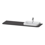 Duravit Console de lavabo Happy D.2 Plus 160x55 cm, 1 trou, cuvette droite, graphite mat