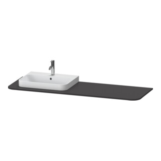 Duravit Console de lavabo Happy D.2 Plus 160x55 cm, 1 trou, robinet gauche, graphite mat