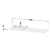 Duravit Console de lavabo Happy D.2 Plus 160x55 cm, 1 trou, robinet gauche, graphite mat-3