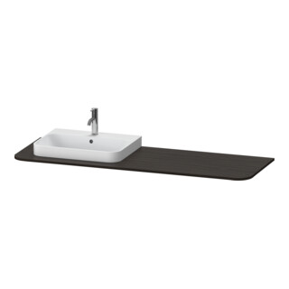 Duravit Console de lavabo Happy D.2 Plus 160x55 cm, 1 trou, robinet gauche, noyer satiné
