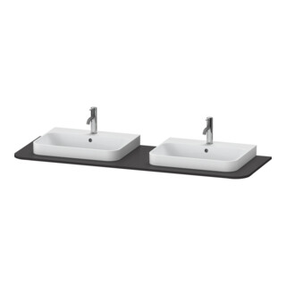 Duravit Console de lavabo Happy D.2 Plus 160x55 cm, 2 découpes, graphite mat