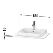 Duravit Console de lavabo Happy D.2 Plus 65x48 cm, 1 découpe, blanc mat soyeux-3