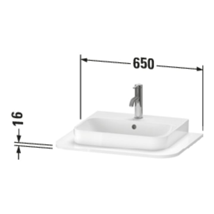 Duravit Console de lavabo Happy D.2 Plus 65x48 cm, 1 découpe, taupe supermat