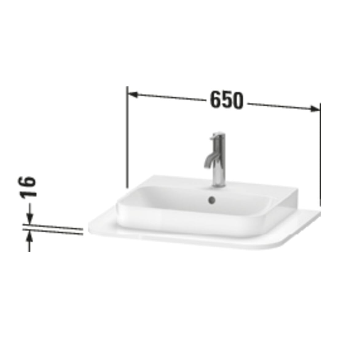 Duravit Console de lavabo Happy D.2 Plus 65x48 cm, 1 découpe, taupe supermat