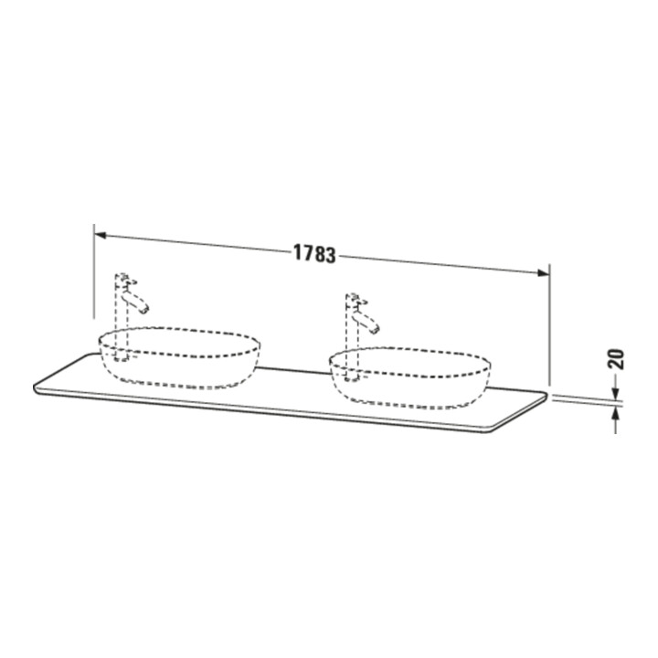 Duravit Console de lavabo Luv 178,3x59,5x2cm, Quartz, 2 trous, surface structurée