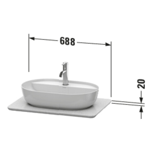 Duravit Console de lavabo Luv 68,8x47,5x2 cm, quartz, 1 trou, structuré