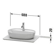 Duravit Console de lavabo Luv 68,8x47,5x2 cm, quartz, 1 trou, structuré-3