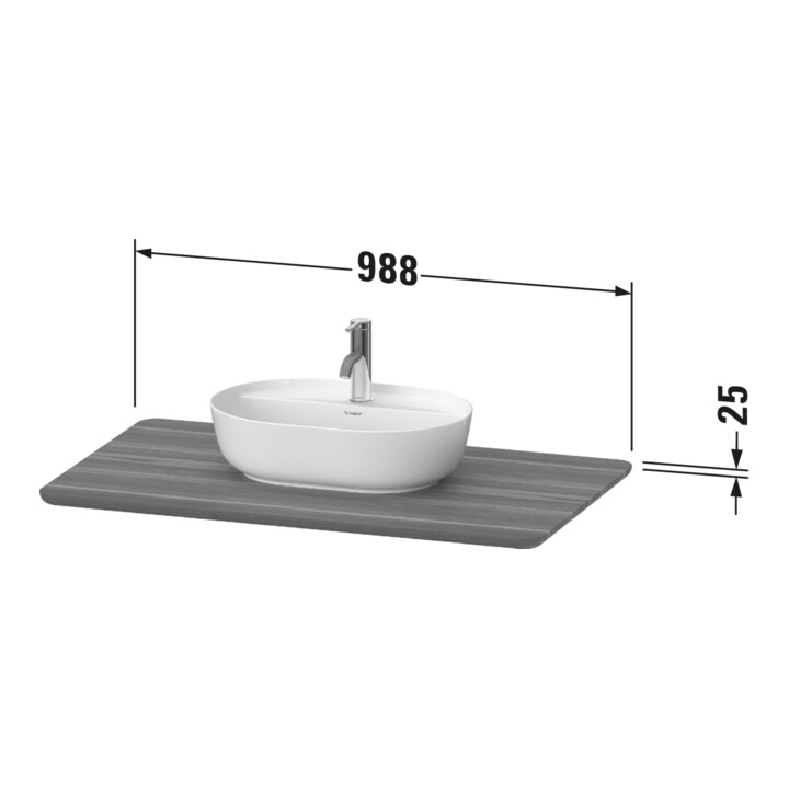Duravit Console de lavabo Luv 98,8x59,5x2,5 cm, bois, avec 1 tiroir, noyer