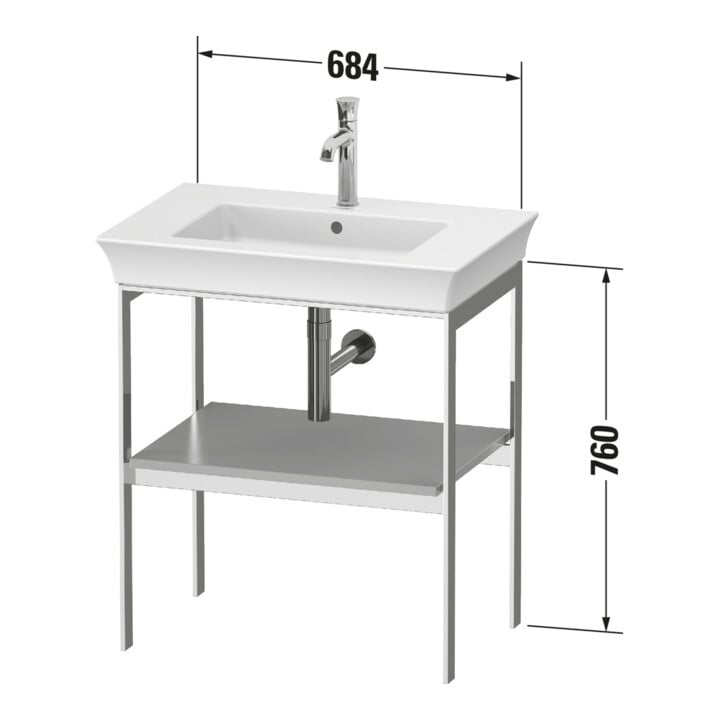 Duravit Console de lavabo White Tulip 68,4x45 cm, blanc brillant, métal, sur pied