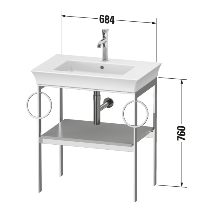 Duravit Console de lavabo White Tulip 68,4x45 cm, blanc, Me, 2 HTH, sur pied