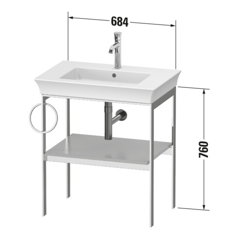 Duravit Console de lavabo White Tulip 68,4x45 cm, Me, bo, HTH droite, blanc mat