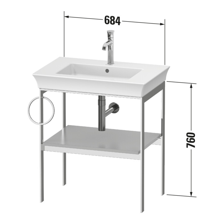 Duravit Console de lavabo White Tulip 68,4x45 cm, Me, bo, HTH droite, blanc mat
