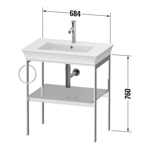 Duravit Console de lavabo White Tulip 68,4x45 cm, Me, bo, HTH l, Nord blanc mat