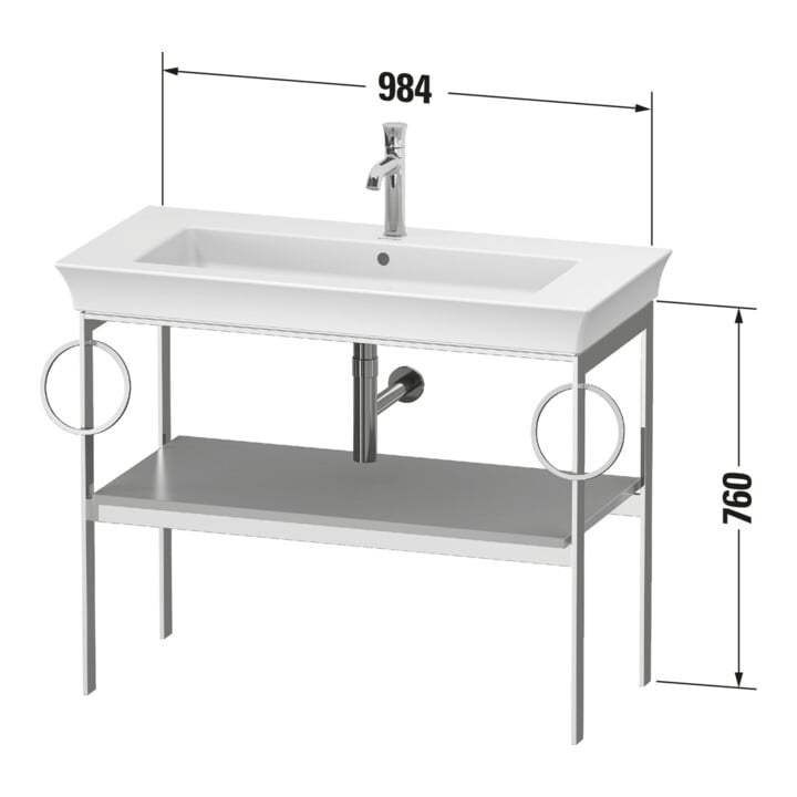 Duravit Console de lavabo White Tulip 98,4x45 cm, blanc, Me, 2 HTH, sur pied
