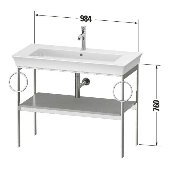 Duravit Console de lavabo White Tulip 98,4x45 cm, E Nat mass, Me, 2 HTH, bo