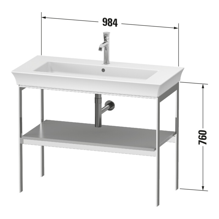 Duravit Console de lavabo White Tulip 98,4x45 cm, E Nat mass., Mét., sur pied