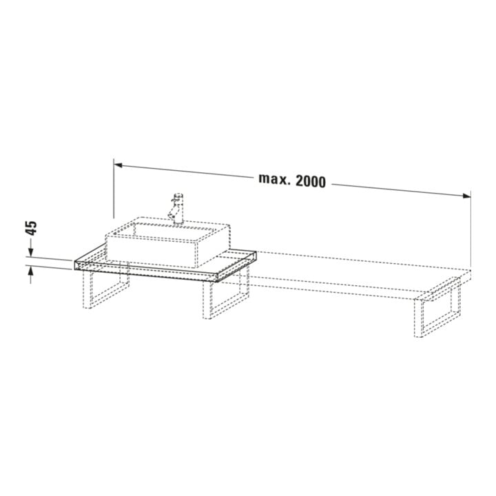 Duravit Console DuraStyle 80-200x55cm, 2 pces, ép. 4,5cm, blanc mat