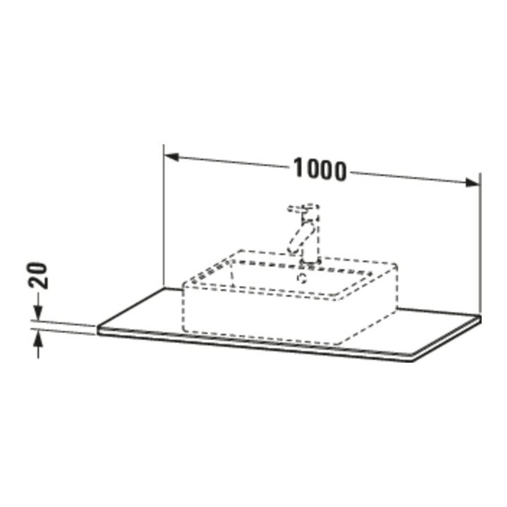 Duravit Console en bois massif XSquare 100x55 cm, noyer américain, avec 1 découpe