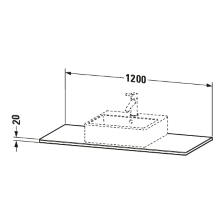 Duravit Console en bois massif XSquare 120x55 cm, noyer américain, avec 1 découpe