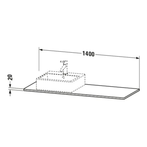 Duravit Console en bois massif XSquare 140x55x2 cm, avec 1 AS, AS gauche, noyer américain