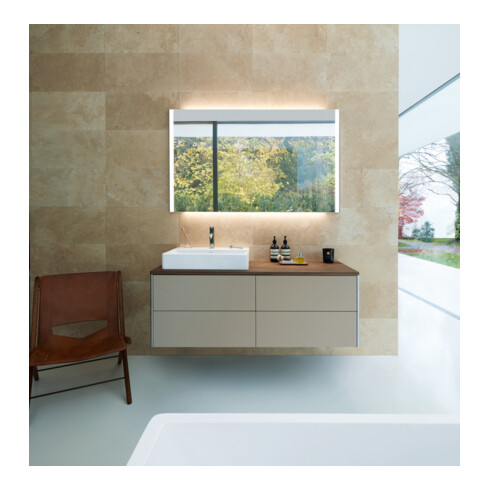 Duravit Console en bois massif XSquare 140x55x2 cm, avec 1 AS, AS gauche, noyer américain
