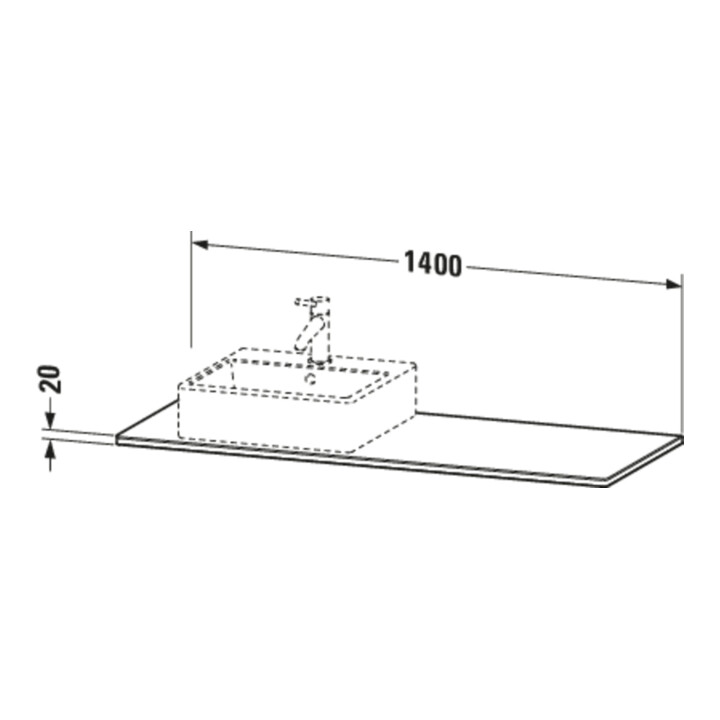 Duravit Console en bois massif XSquare 140x55x2 cm, m 1 AS, AS droite, noyer américain