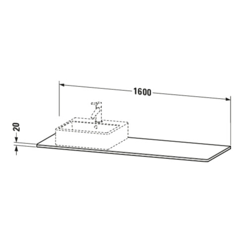 Duravit Console en bois massif XSquare 160x55x2 cm, m 1 AS, Dte, Noyer américain