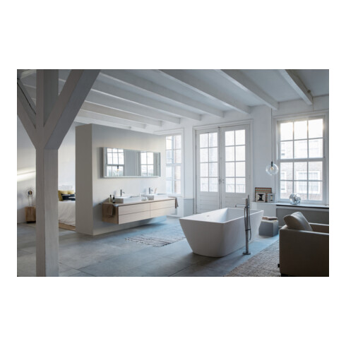 Duravit Console L-Cube 80-200x55 cm, 2 tiroirs, épaisseur 3 cm, médium chêne