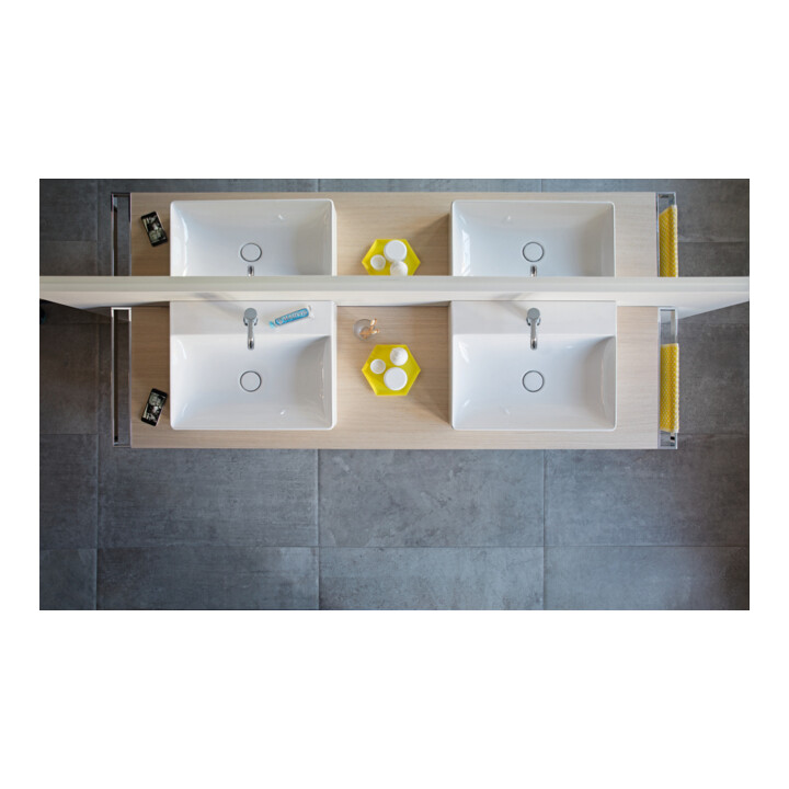 Duravit Console L-Cube 80-200x55 cm, 2 tiroirs, épaisseur 3 cm, médium chêne