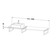 Duravit Console L-Cube 80-200x55cm, 1 AS, Ép. 3cm, base mate-4