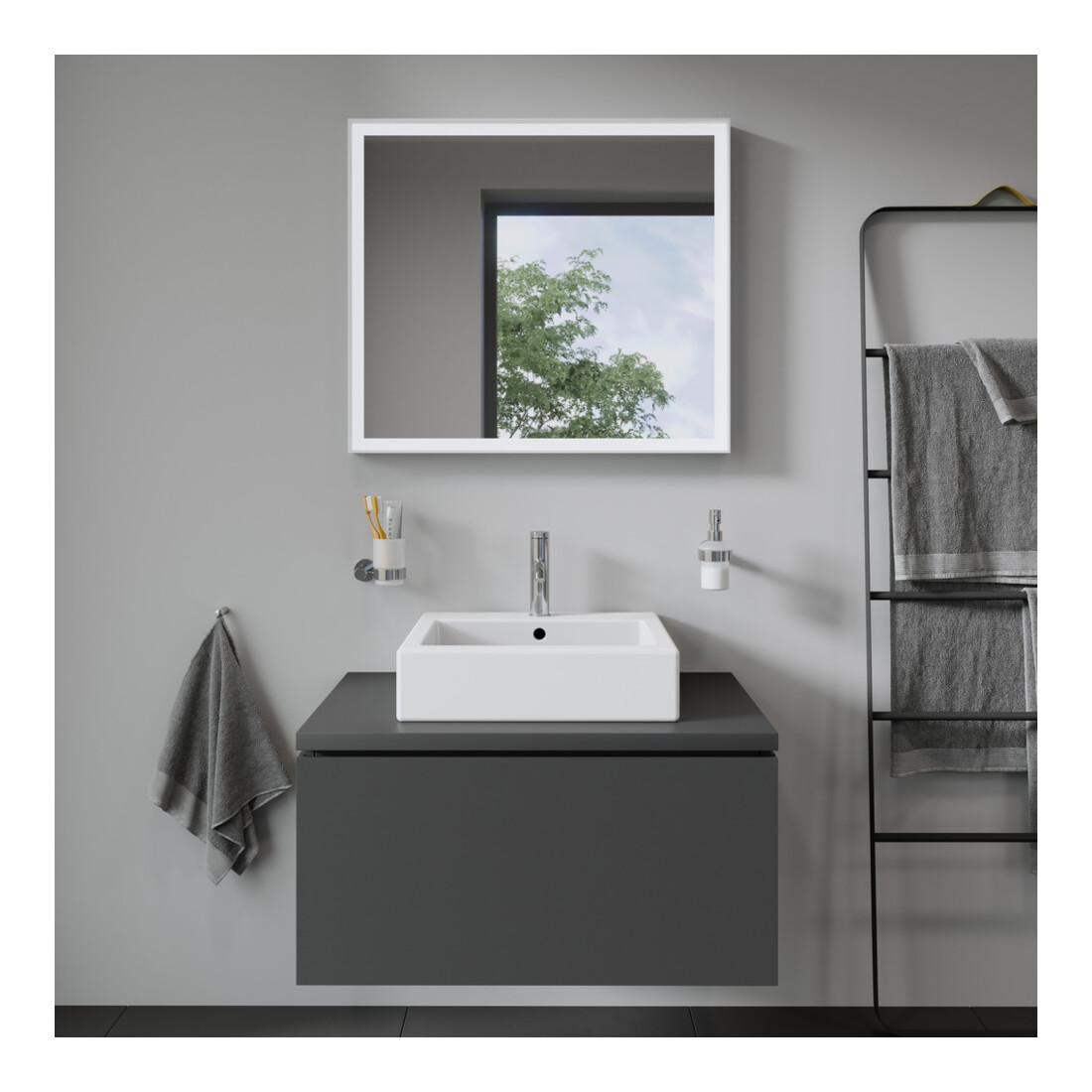 Duravit Console L-Cube 80-200x55cm, 1 AS, épaisseur 3cm, graphite mat