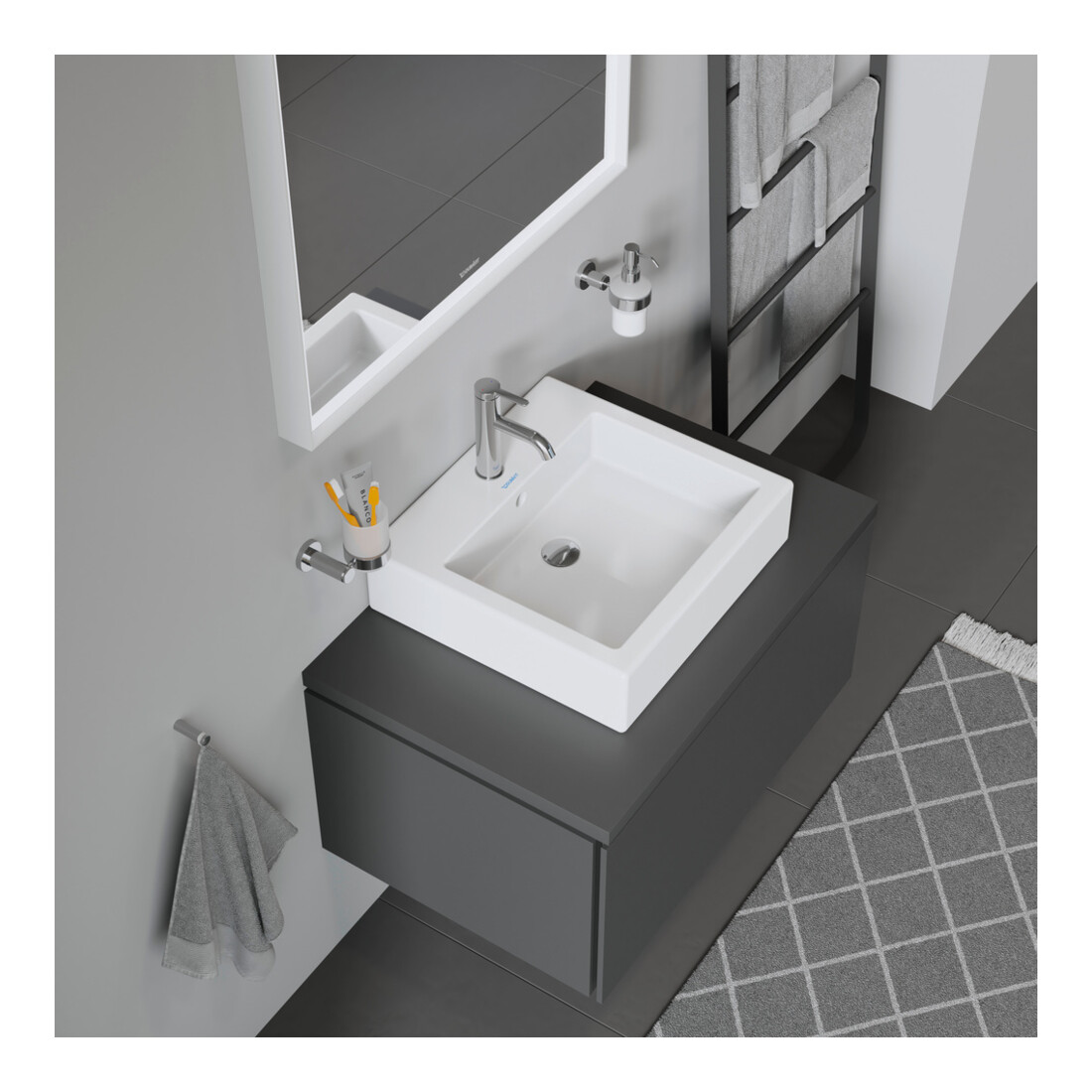Duravit Console L-Cube 80-200x55cm, 1 AS, épaisseur 3cm, graphite mat